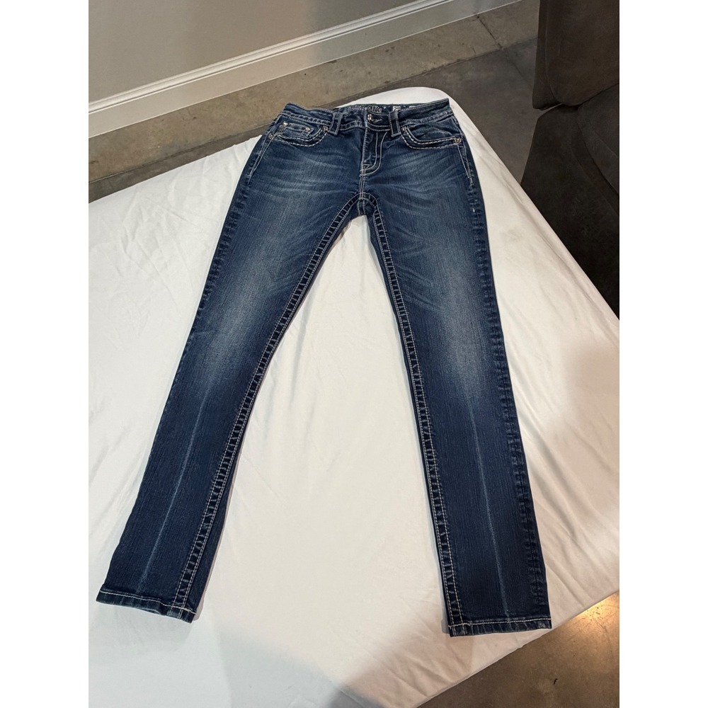 Miss Me Signature Rise Skinny Jeans Dark Wash Embroidered Cross JP5889S2 Size 29